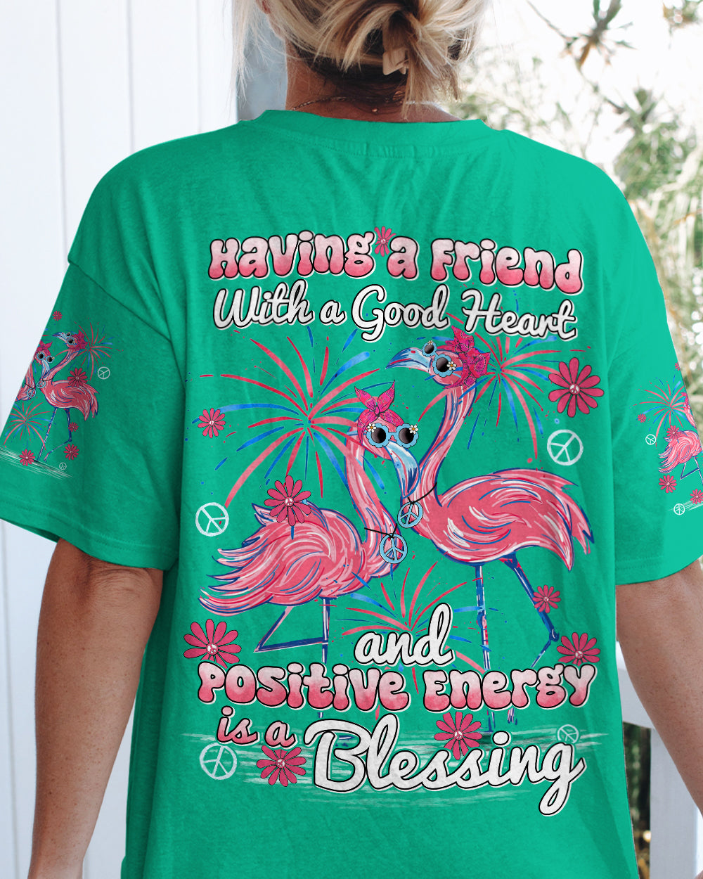 HAVING A FRIEND WITH A GOOD HEART FLAMINGO ALL OVER PRINT - TYTD0406243