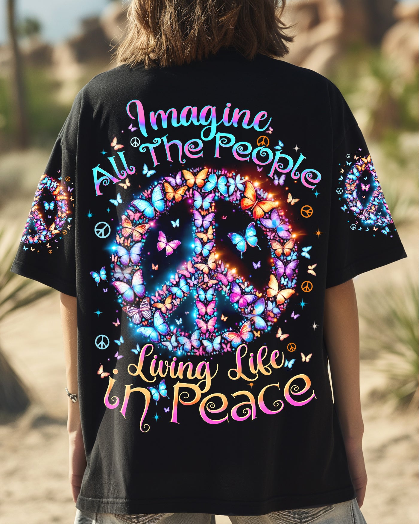 IMAGINE ALL THE PEOPLE LIVING LIFE IN PEACE BUTTERFLIES ALL OVER PRINT - TYTD2203251