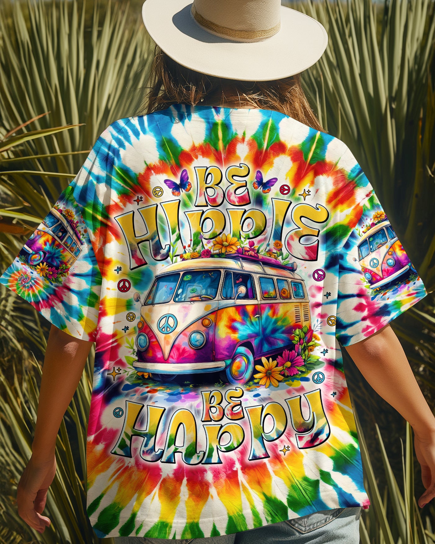 BE HIPPIE BE HAPPY ALL OVER PRINT - TYTD2403251