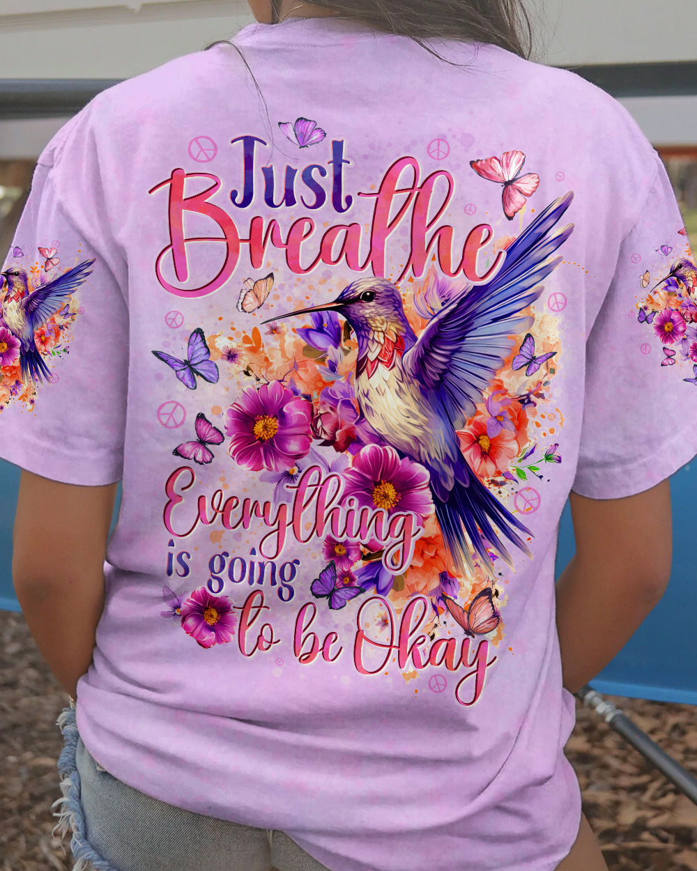 JUST BREATHE HUMMINGBIRD ALL OVER PRINT - TYTD0406241