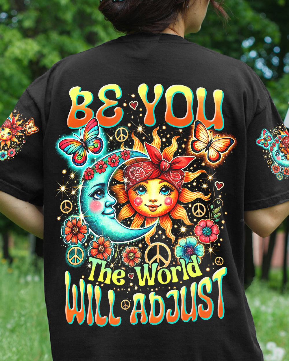 BE YOU THE WORLD WILL ADJUST SUN AND MOON HIPPIE ALL OVER PRINT - TYHI0107242