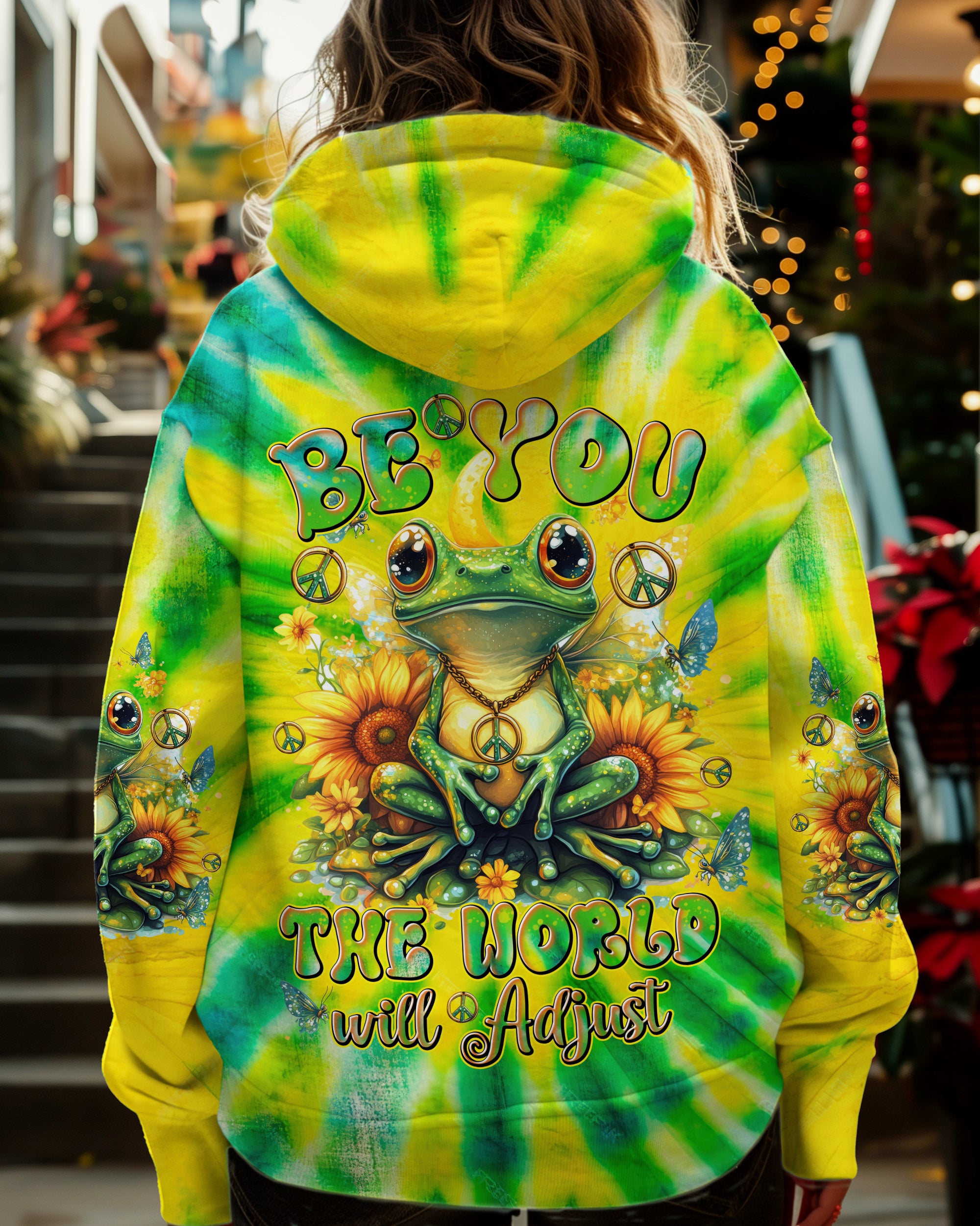 BE YOU THE WORLD WILL ADJUST FROG TIE DYE ALL OVER PRINT - TYTD0901251