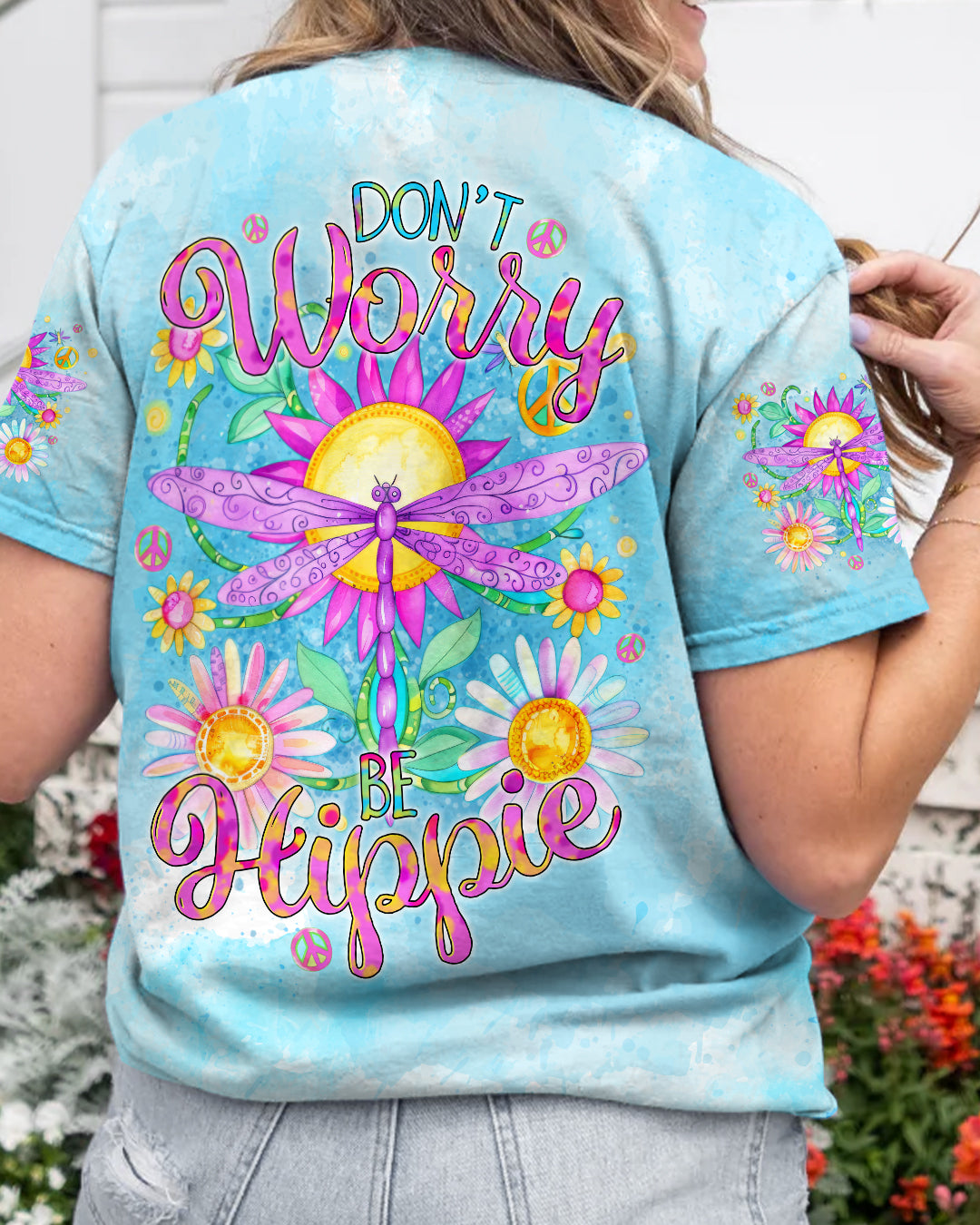 DON'T WORRY BE HIPPIE DRAGONFLY ALL OVER PRINT - TYTD2307243