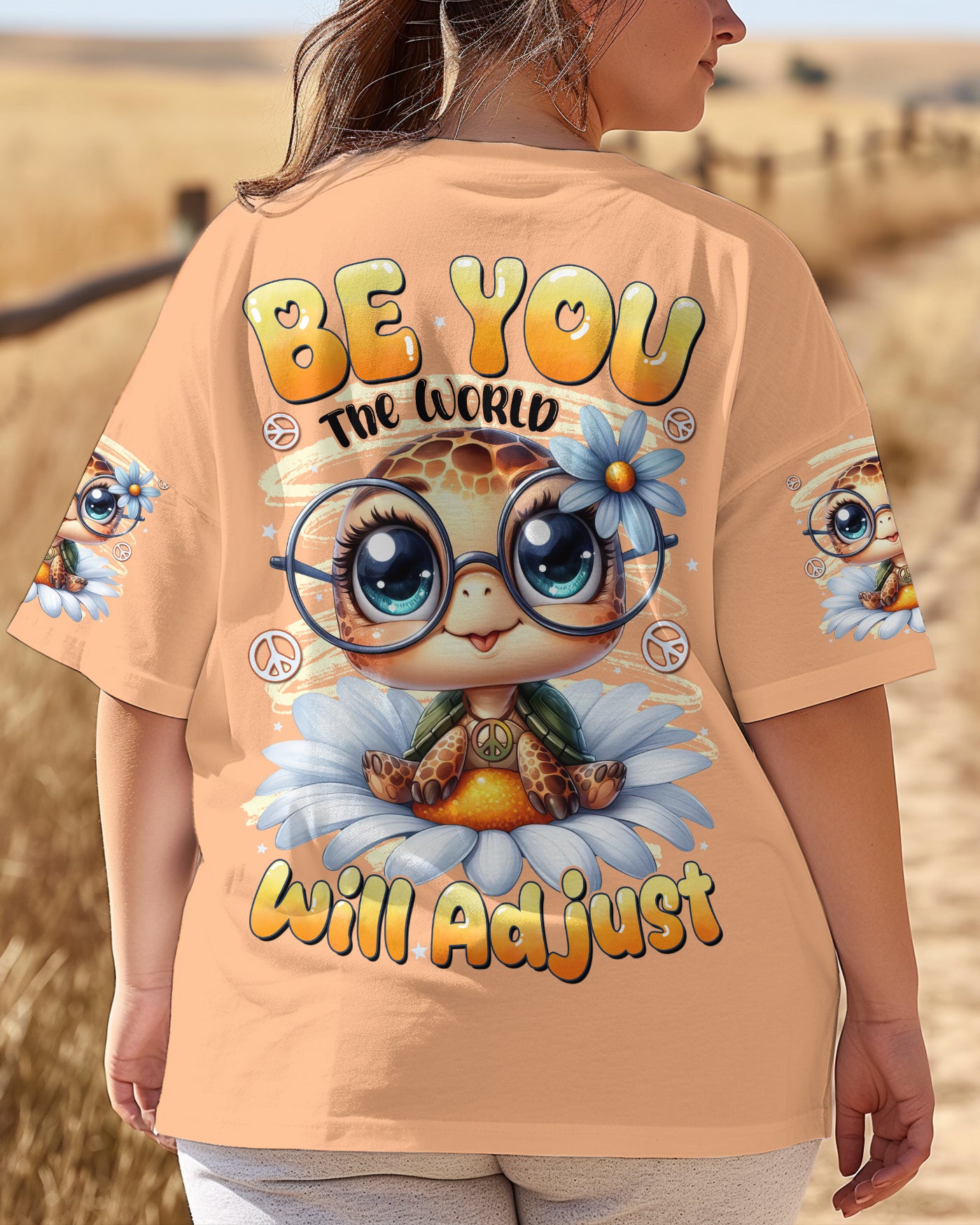 BE YOU THE WORLD WILL ADJUST TURTLE ALL OVER PRINT - TYTD3009251