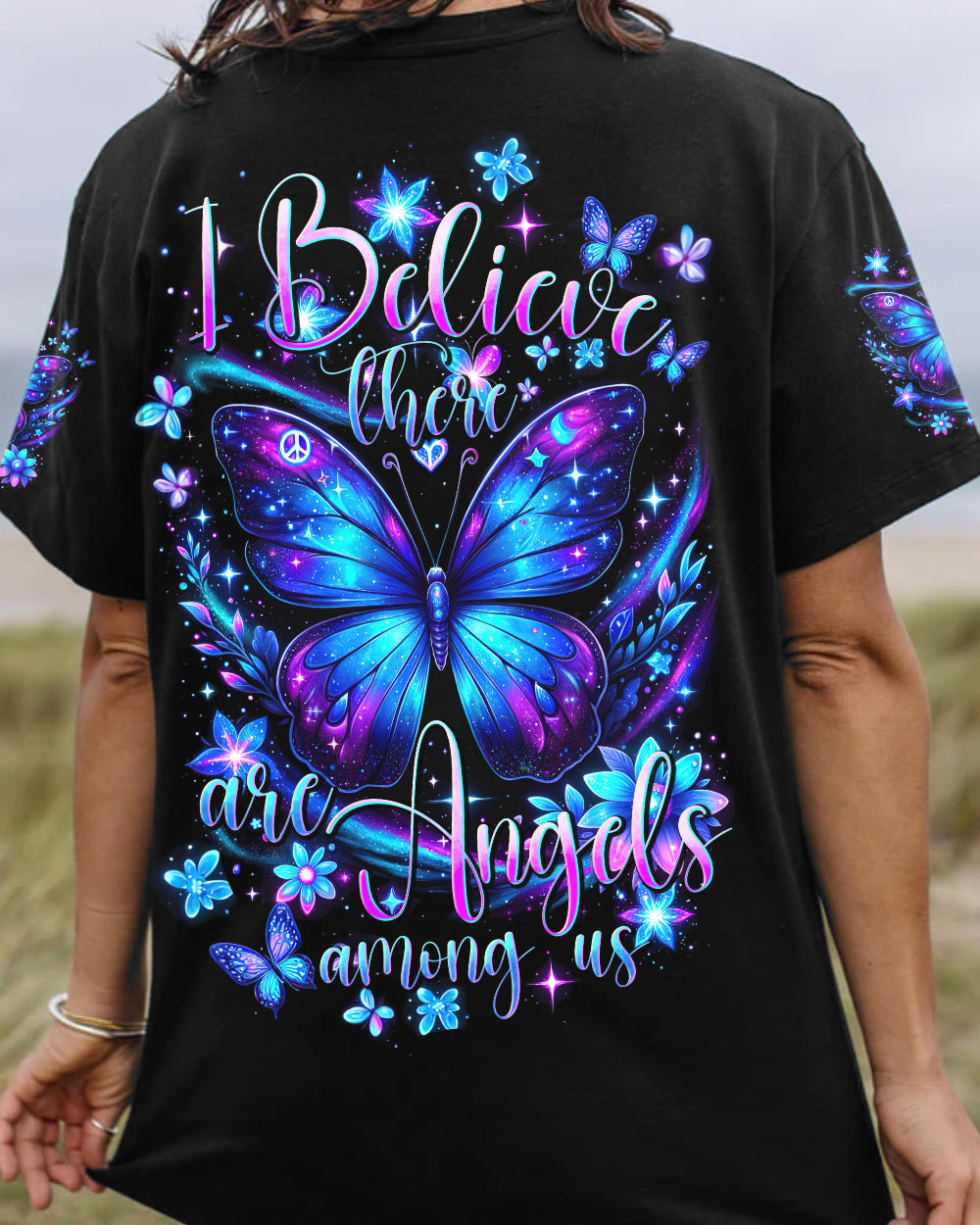 I BELIEVE THERE ARE ANGELS AMONG US BUTTERFLY ALL OVER PRINT - TYTD2903243