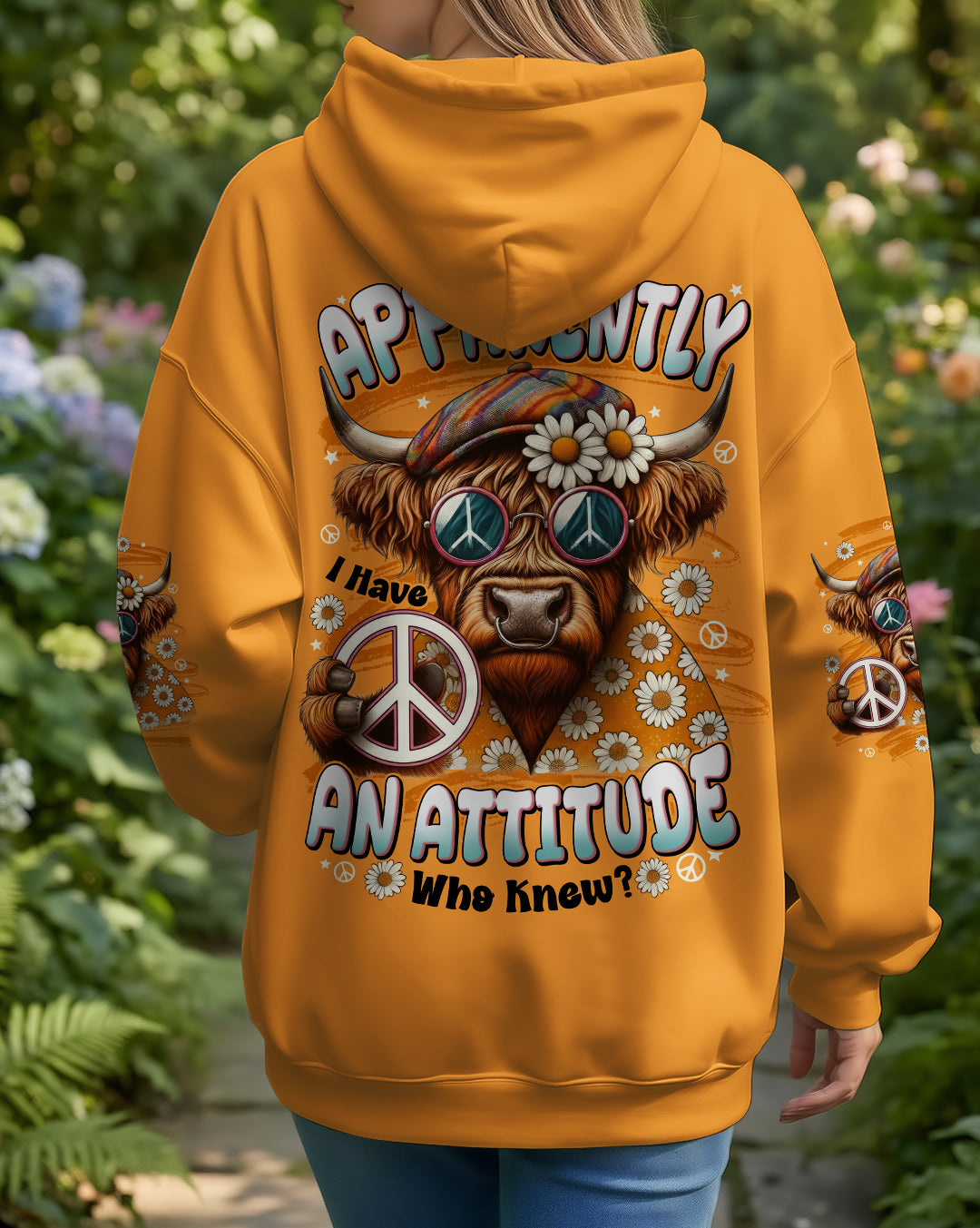 APPARENTLY I HAVE AN ATTITUDE WHO KNEW COW ALL OVER PRINT - TYTD2212251