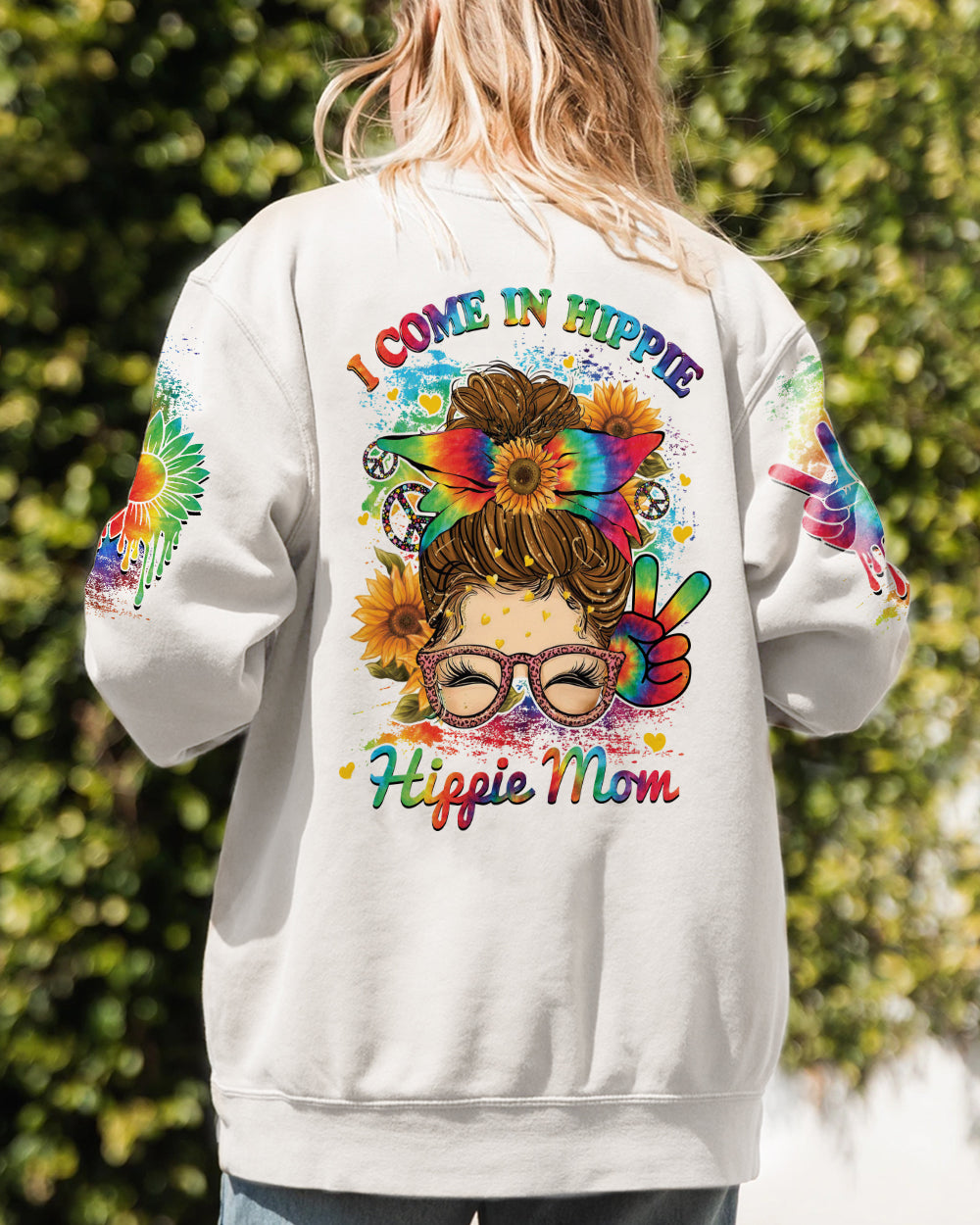 I COME IN HIPPIE MESSY BUN HIPPIE MOM ALL OVER PRINT - YHHG0702233