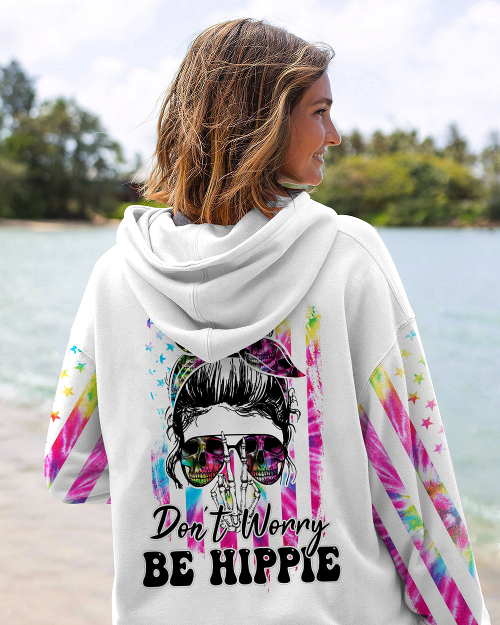 DON'T WORRY BE HIPPIE TIE DYE ALL OVER PRINT - TA0802231