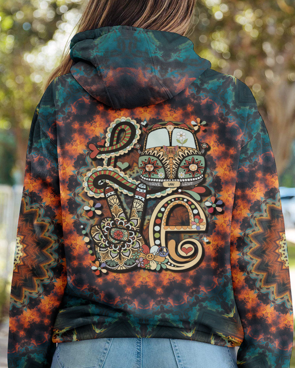 HIPPIE PEACE LOVE MANDALA TIE DYE ALL OVER PRINT - TY1702232