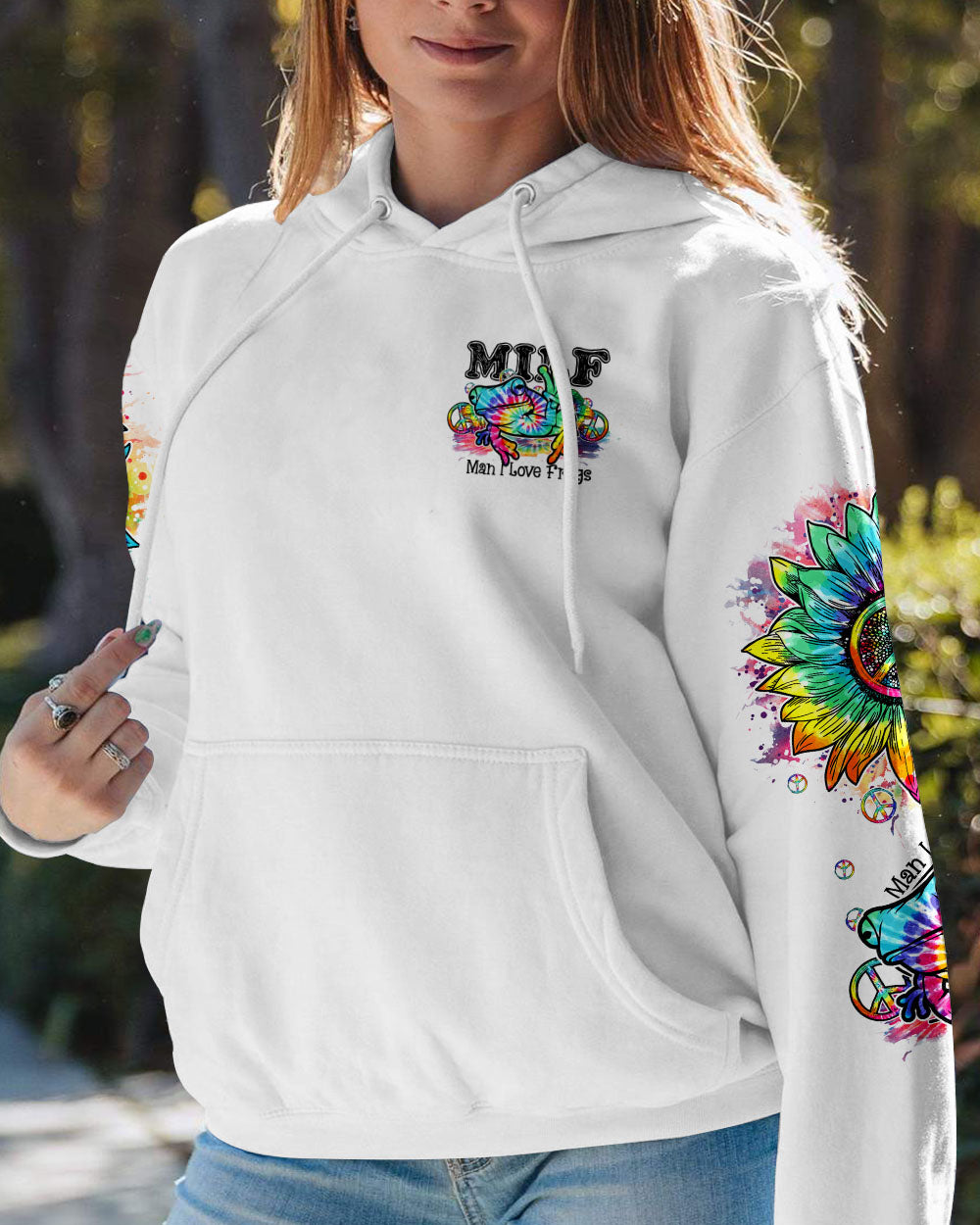 I LOVE FROGS SUNFLOWER TIE DYE ALL OVER PRINT - TY2402238