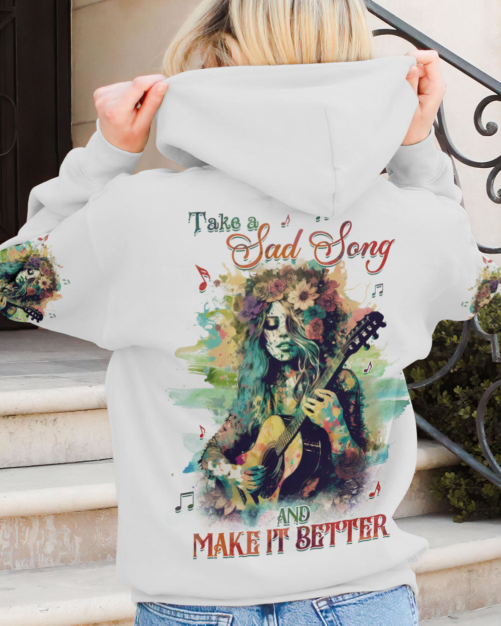 TAKE A SAD SONG AND MAKE IT BETTER HIPPIE GIRL ALL OVER PRINT - YHHG0802232
