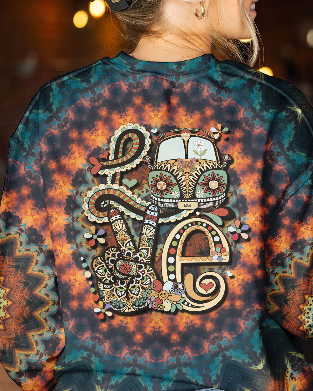 HIPPIE PEACE LOVE MANDALA TIE DYE ALL OVER PRINT - TY1702232