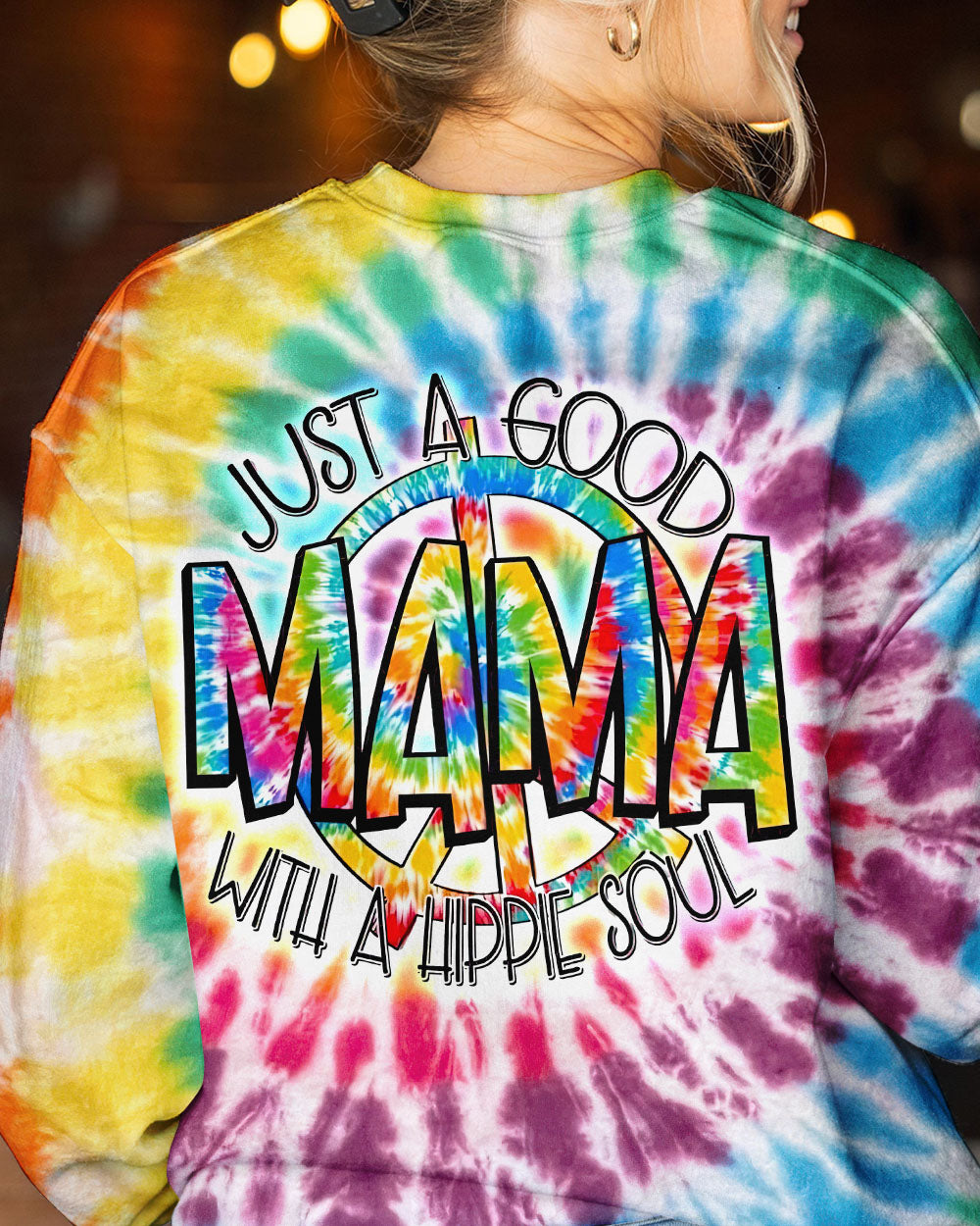 JUST A GOOD MAMA WITH A HIPPIE SOUL TIE DYE ALL OVER PRINT - TY2002231