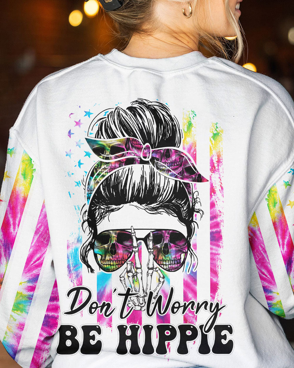 DON'T WORRY BE HIPPIE TIE DYE ALL OVER PRINT - TA0802231