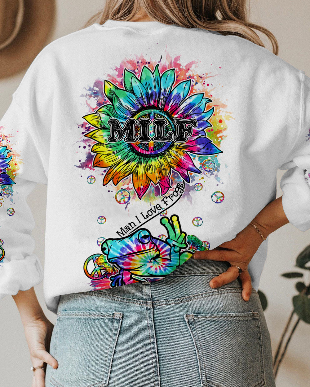 I LOVE FROGS SUNFLOWER TIE DYE ALL OVER PRINT - TY2402238