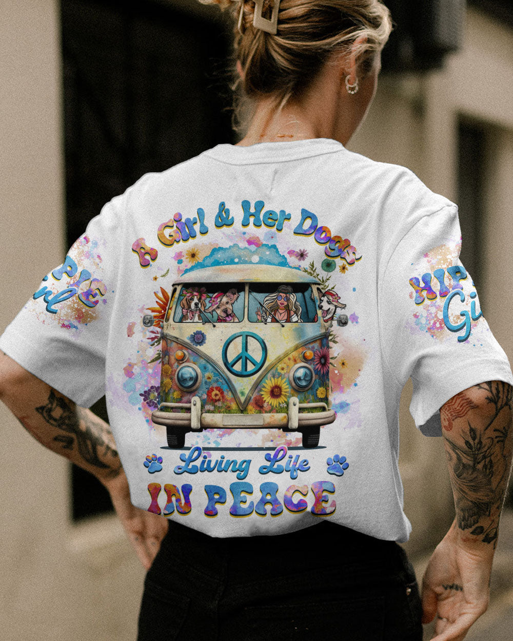 A GIRL AND HER DOG HIPPIE LIFE ALL OVER PRINT - YHHG0702232