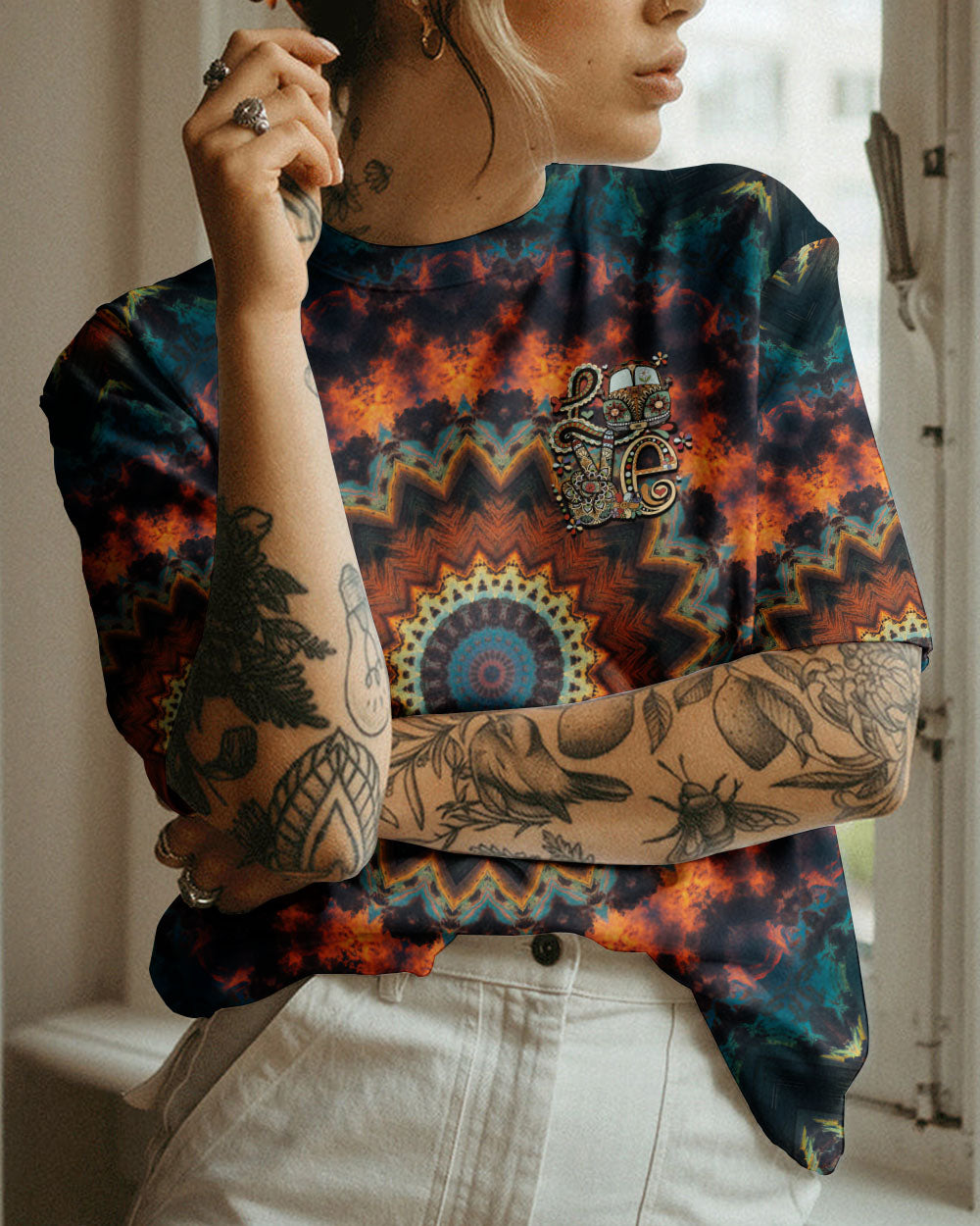 HIPPIE PEACE LOVE MANDALA TIE DYE ALL OVER PRINT - TY1702232