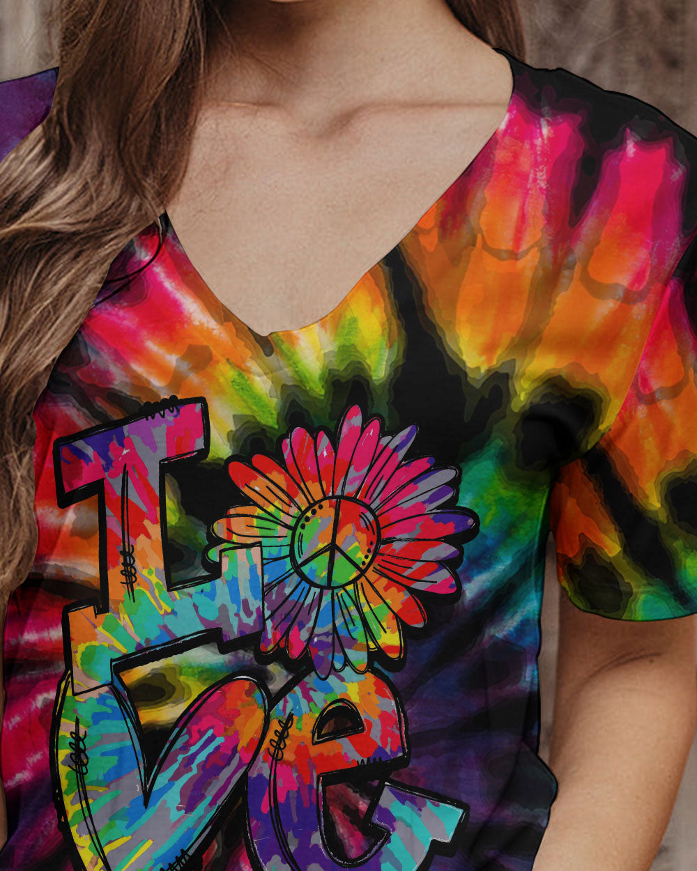 HIPPIE PEACE LOVE TIE DYE ALL OVER PRINT - TYTM2102231