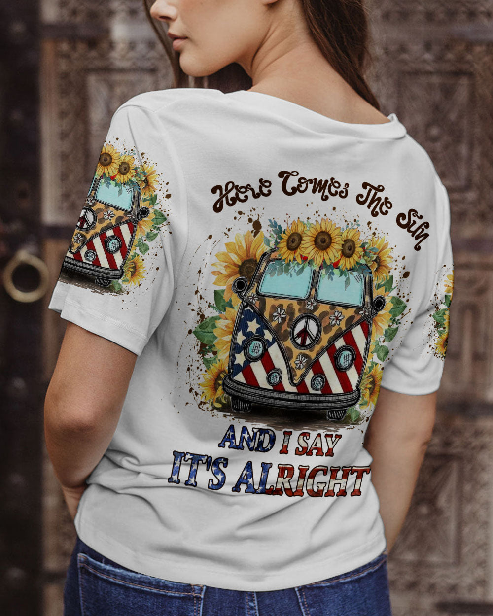 HERE COMES THE SUN LEOPARD SUNFLOWER ALL OVER PRINT - YHLN1402232