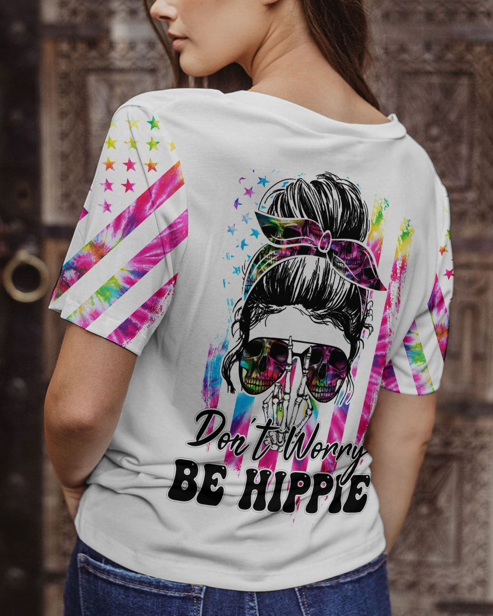 DON'T WORRY BE HIPPIE TIE DYE ALL OVER PRINT - TA0802231