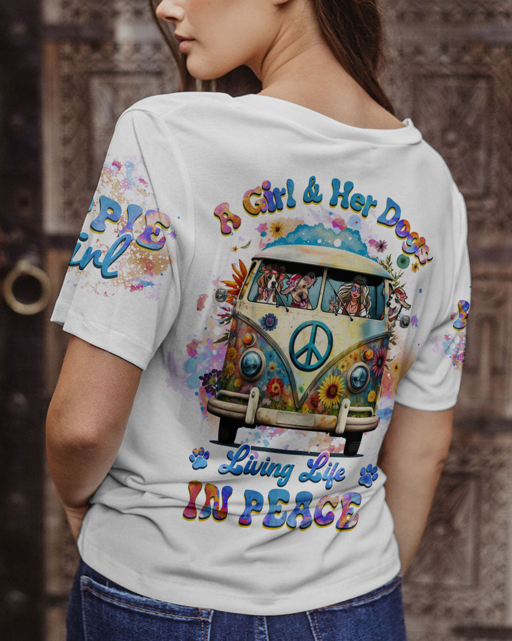 A GIRL AND HER DOG HIPPIE LIFE ALL OVER PRINT - YHHG0702232