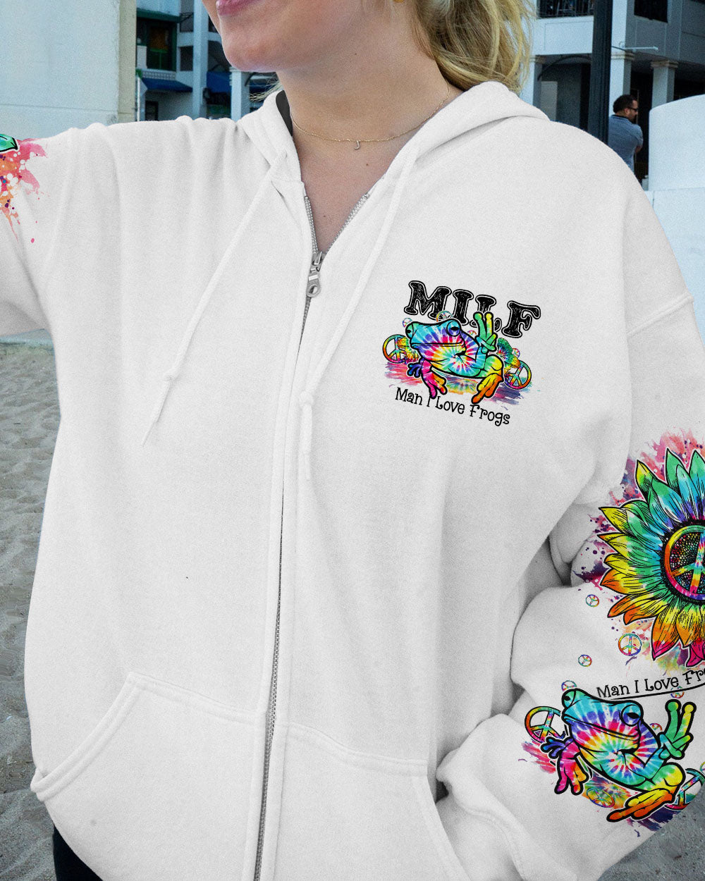 I LOVE FROGS SUNFLOWER TIE DYE ALL OVER PRINT - TY2402238