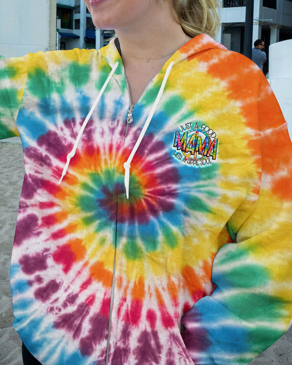 JUST A GOOD MAMA WITH A HIPPIE SOUL TIE DYE ALL OVER PRINT - TY2002231