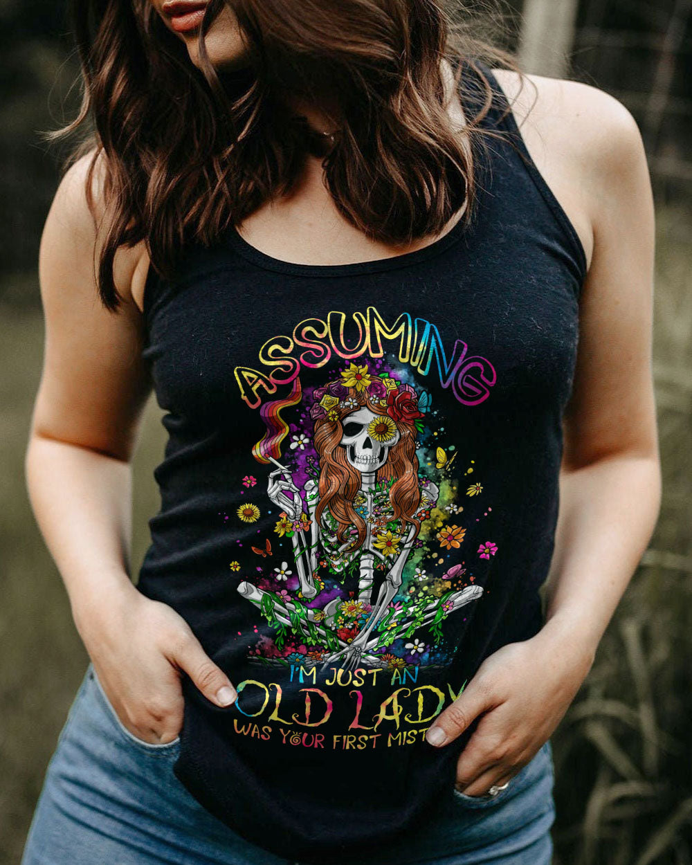 ASSUMING I'M JUST AN OLD LADY SKELETON ALL OVER PRINT - TL0602231