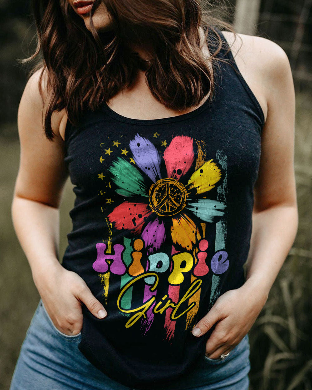 HIPPIE GIRL DAISY COLORFUL ALL OVER PRINT - TA0702231