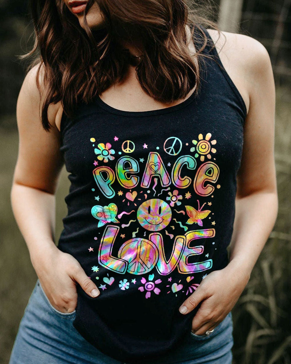 PEACE LOVE TIE DYE ALL OVER PRINT - YHLN0602231