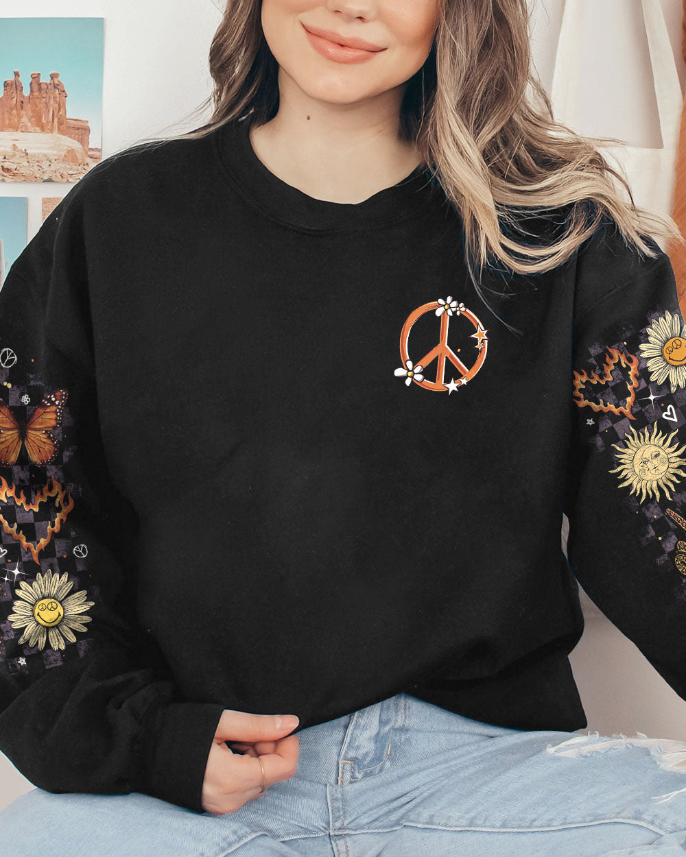 BE HIPPIE BE HAPPY ALL OVER PRINT - TY1002231
