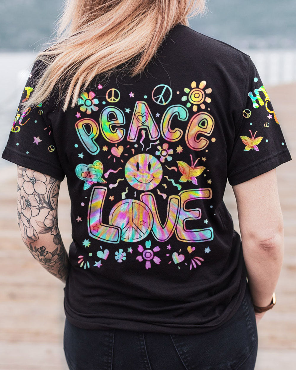 PEACE LOVE TIE DYE ALL OVER PRINT - YHLN0602231