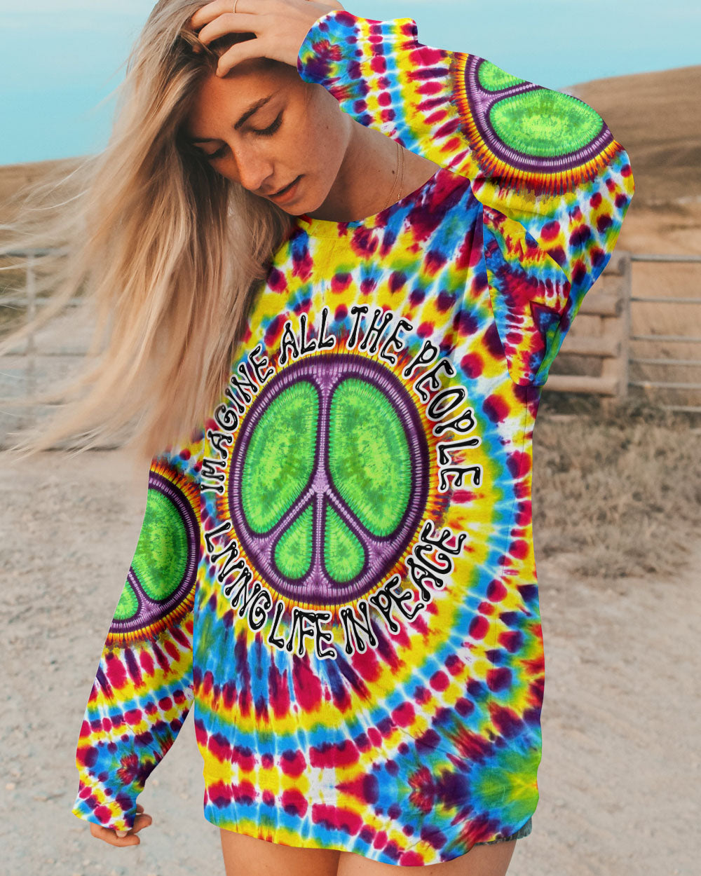 IMAGINE ALL THE PEOPLE LIVING LIFE IN PEACE TIE DYE ALL OVER PRINT - TYTD1305231