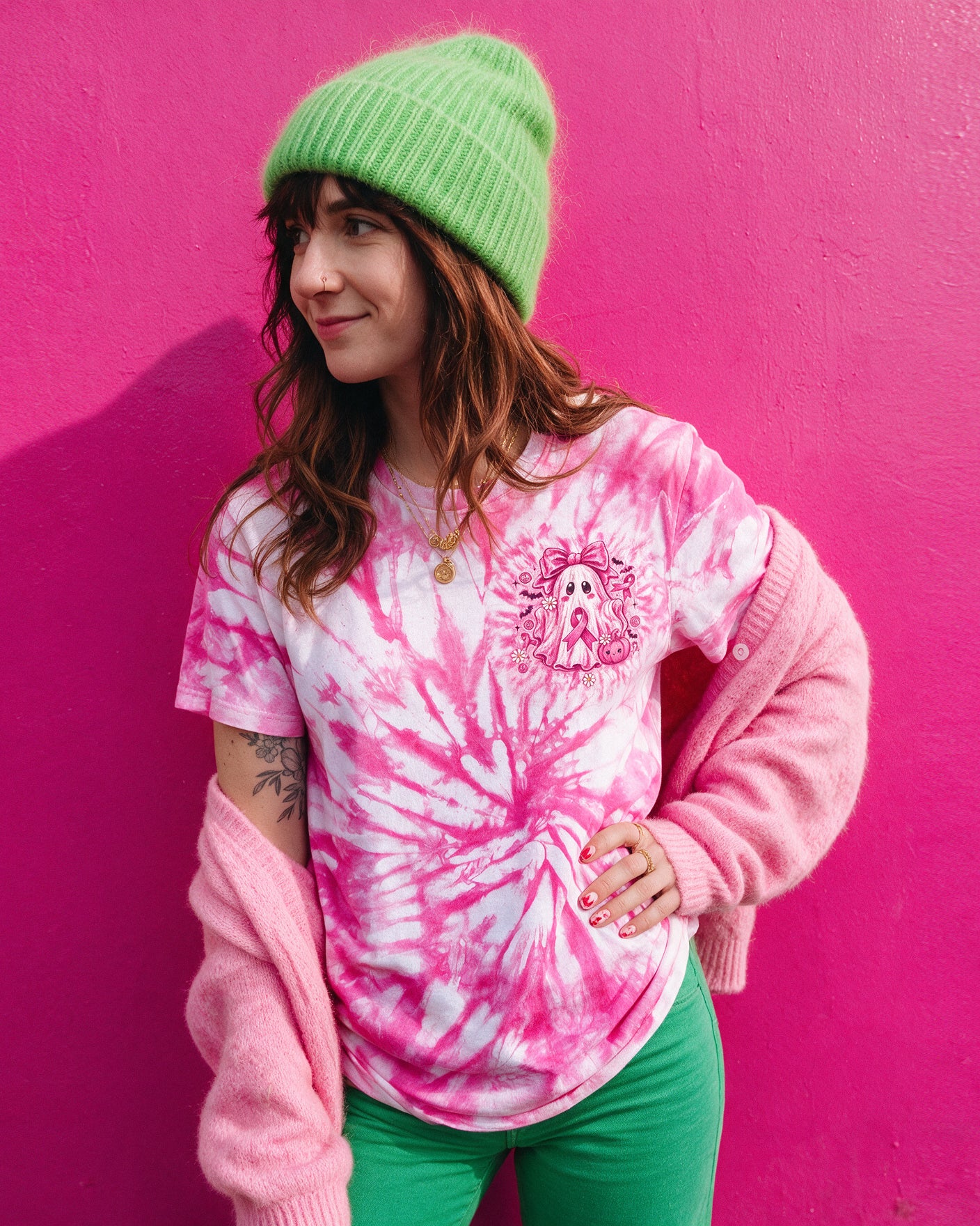 IN OCTOBER WE WEAR PINK GHOST ALL OVER PRINT - RI1507261