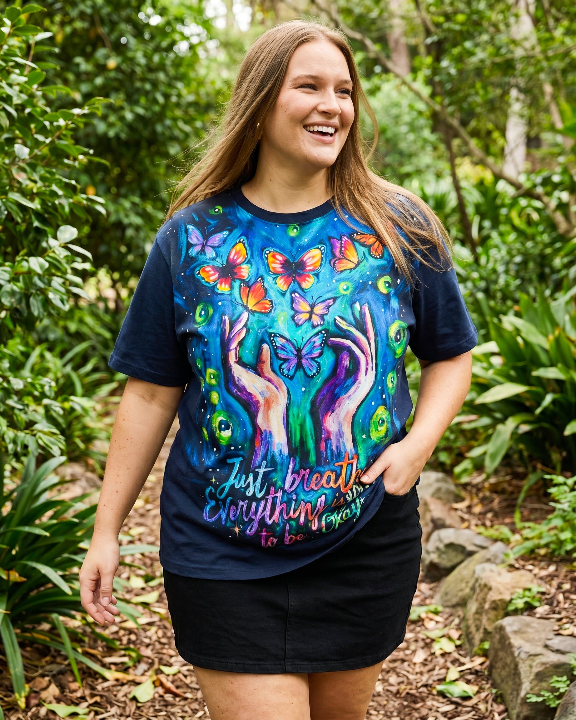 JUST BREATHE EVERYTHING IS GOING TO BE OKAY BUTTERFLY ALL OVER PRINT - KM2804261