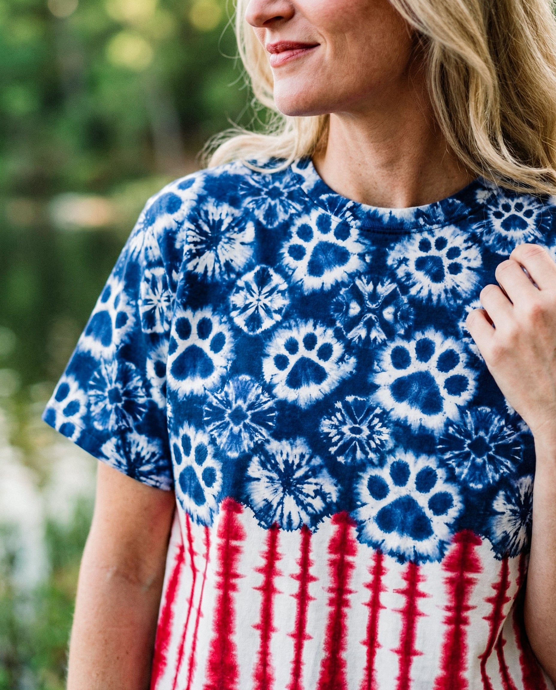 STARS AND STRIPES PATTERN PAW ALL OVER PRINT SHIRT - KM3103262
