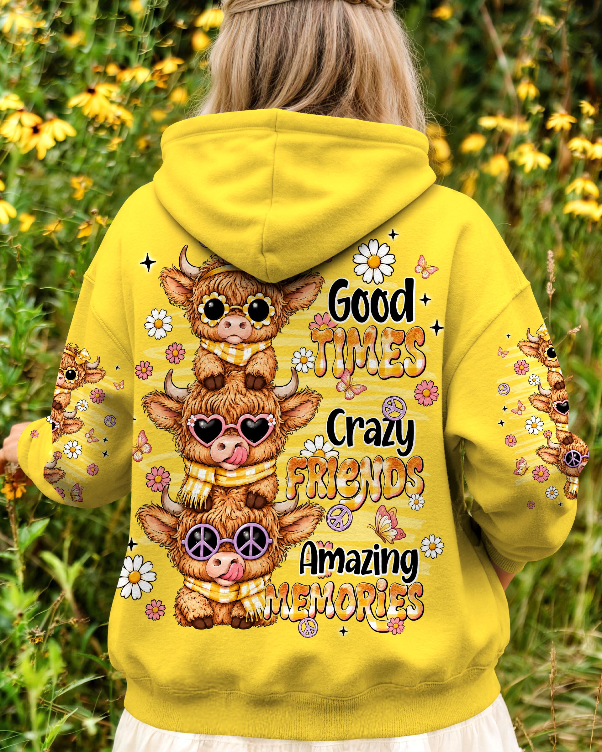 GOOD TIMES CRAZY FRIENDS HIGHLAND COW ALL OVER PRINT - TLNT0707261