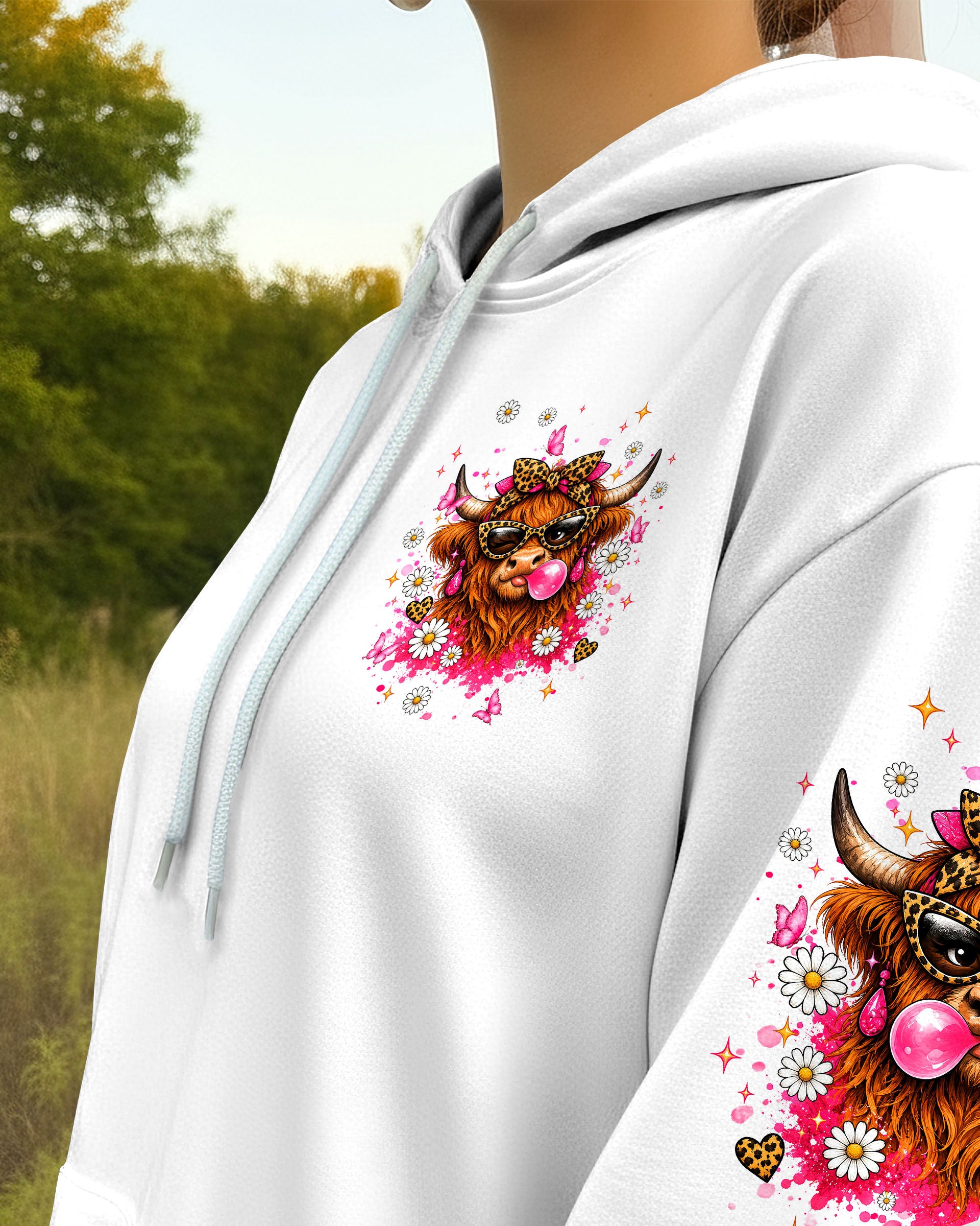 TOO GLAM TO GIVE A DAMN HIGHLAND COW ALL OVER PRINT  - TLNT2007263