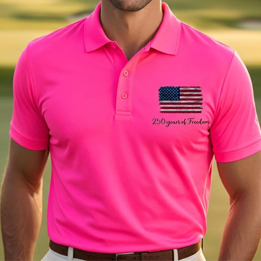 Dry Fit USA Polo Shirt, Retro USA With Flag Shirt, USA Pride, Semiquincentennial Gift,Retro Patriotic American Quick Dry Shirt,Memorial Day