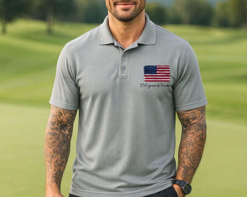 Dry Fit USA Polo Shirt, Retro USA With Flag Shirt, USA Pride, Semiquincentennial Gift,Retro Patriotic American Quick Dry Shirt,Memorial Day