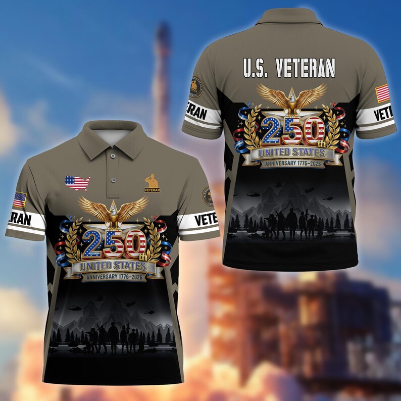 250 American Anniversary Polo Shirt, Proudly Served Shirt, Multicolor Full Size XS-5XL Patriotic Polo, Independence Gifts