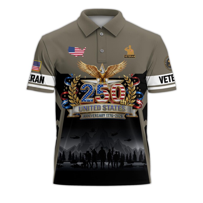 250 American Anniversary Polo Shirt, Proudly Served Shirt, Multicolor Full Size XS-5XL Patriotic Polo, Independence Gifts