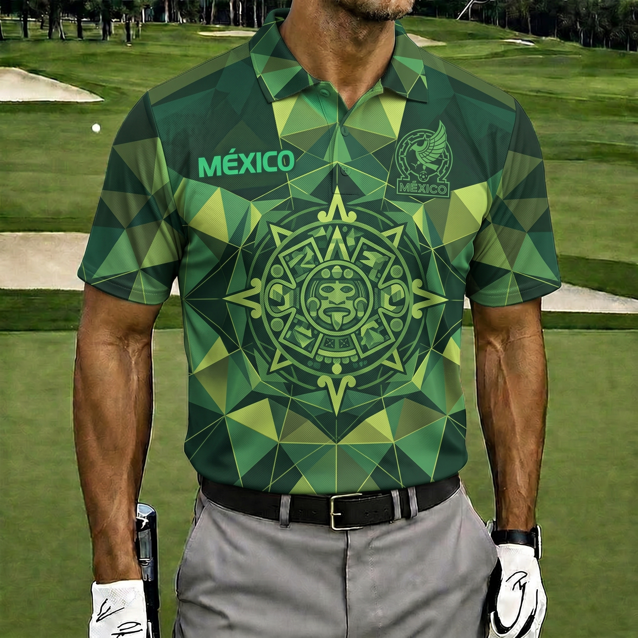 Men’s Mexico Aztec Tribal Quick Dry Golf Polo Shirt