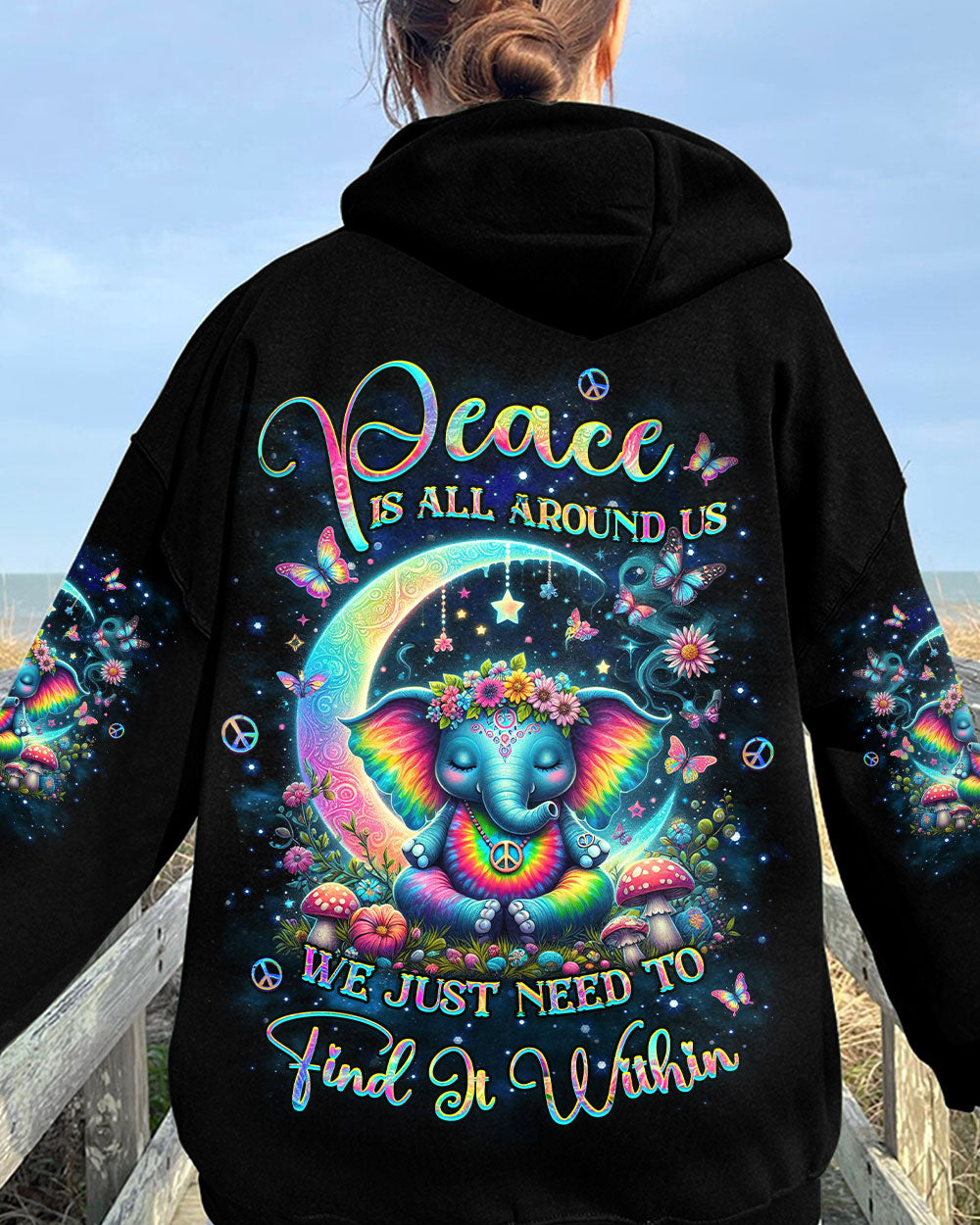 PEACE IS ALL AROUND US ELEPHANT ALL OVER PRINT - YHKD2803242