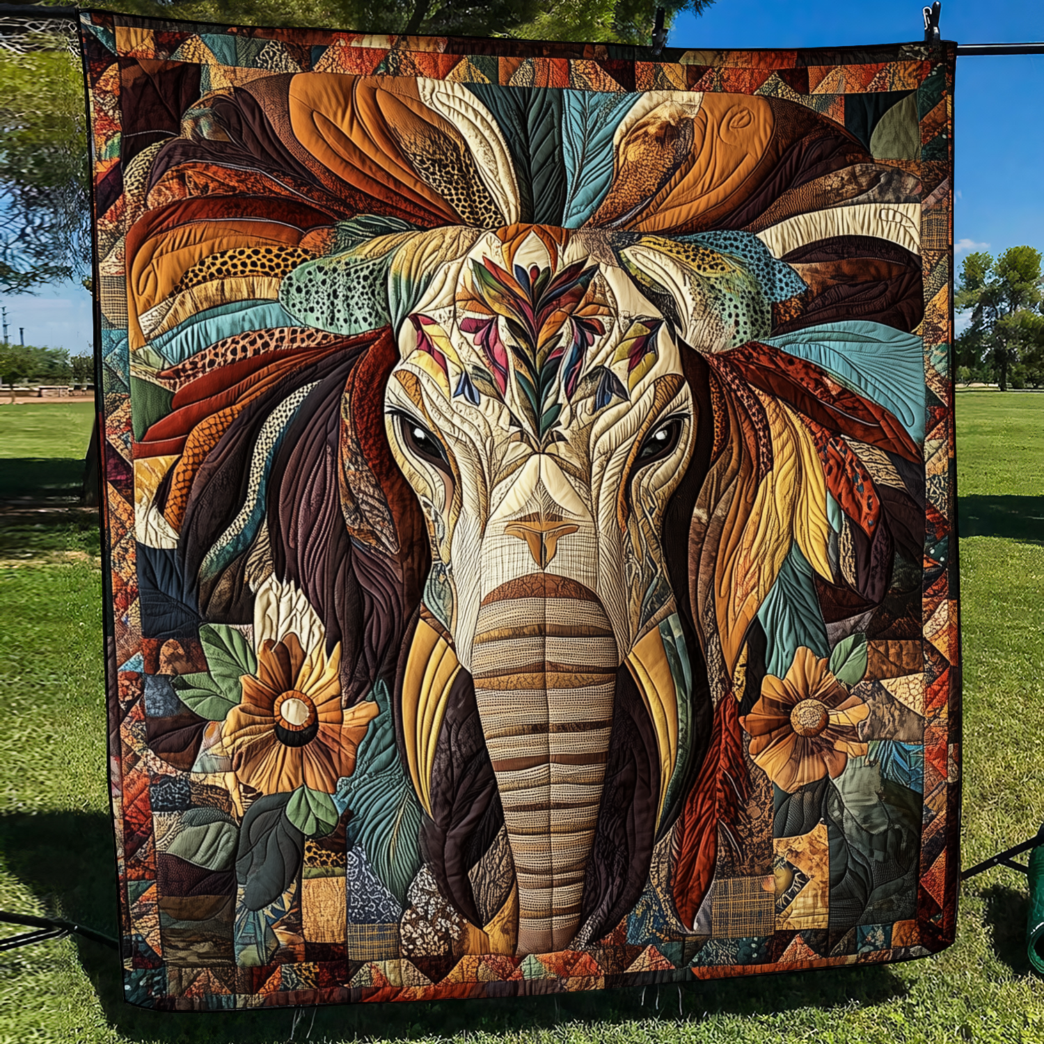 Mighty Elephant Quilted Blanket ELNL032