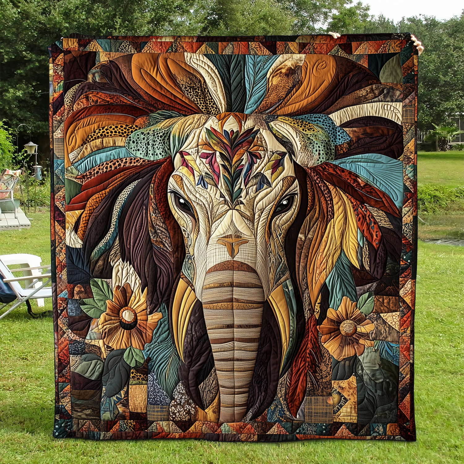 Mighty Elephant Quilted Blanket ELNL032