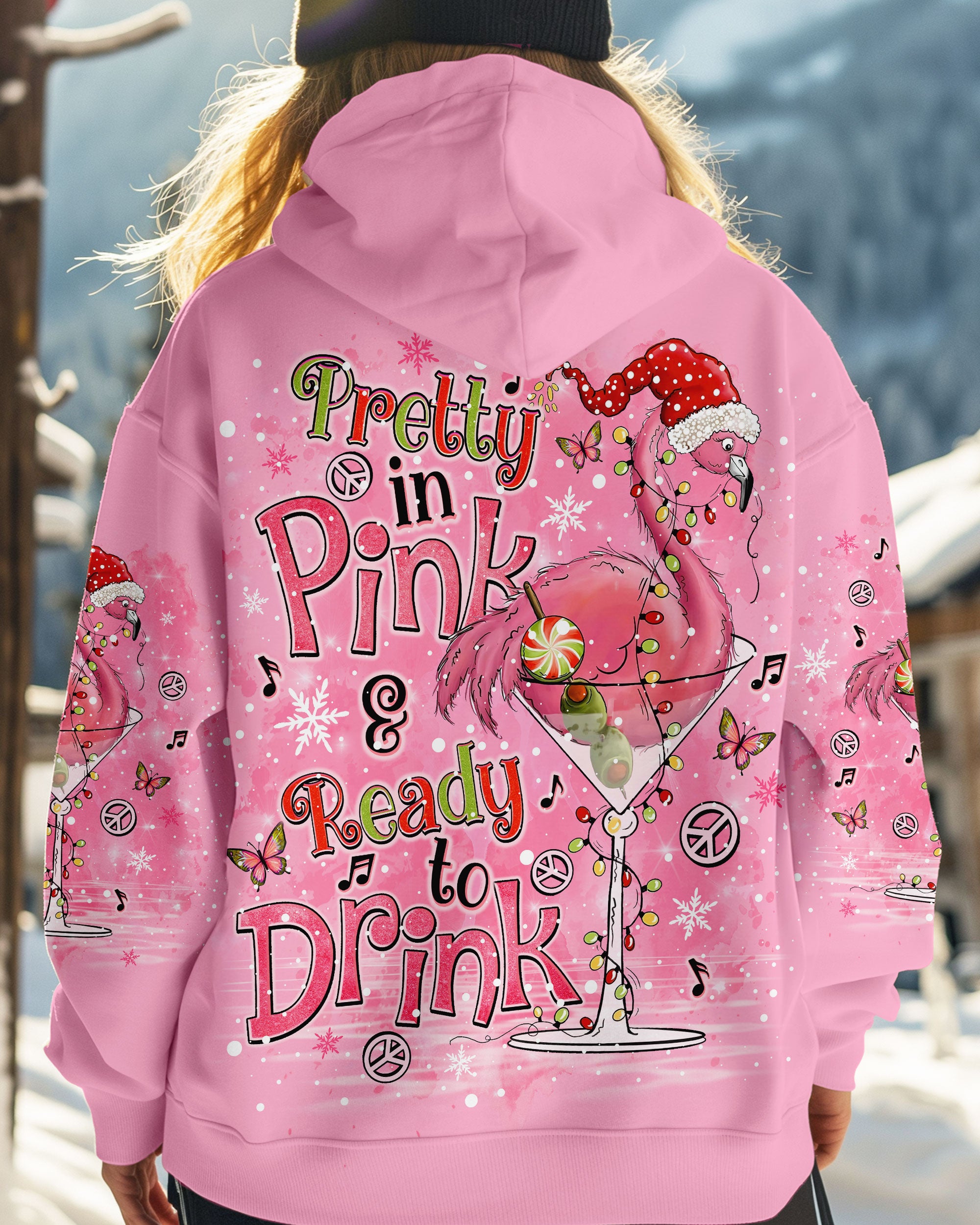 PRETTY IN PINK FLAMINGO CHRISTMAS  ALL OVER PRINT - TLNO1210241
