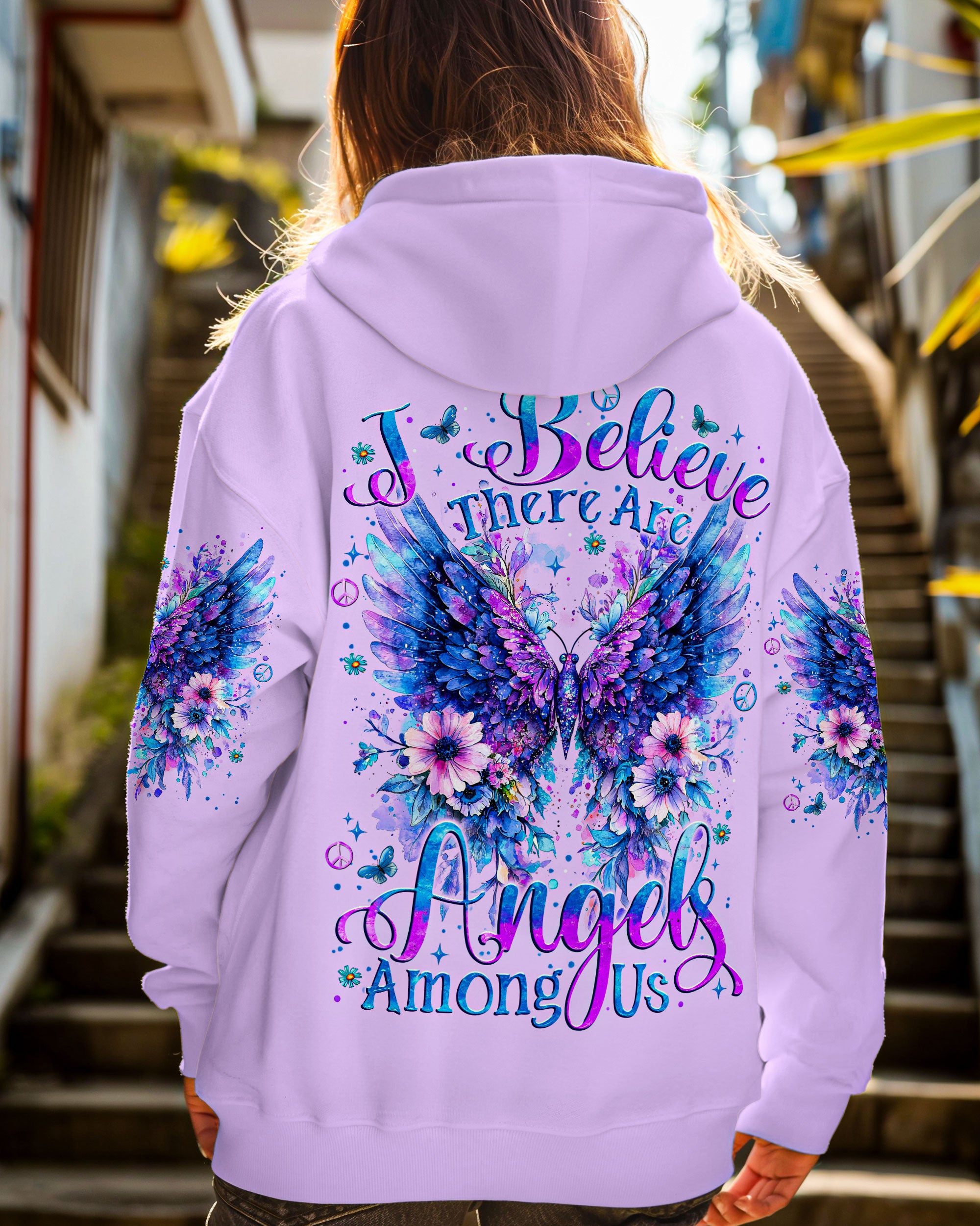 I BELIEVE THERE ARE ANGELS AMONG US BUTTERFLY ALL OVER PRINT - TYTM1409244