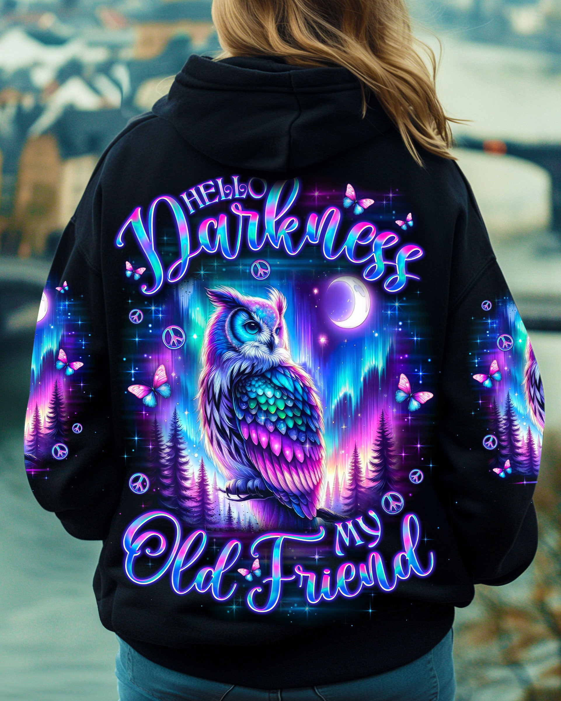 HELLO DARKNESS MY OLD FRIEND OWL ALL OVER PRINT - TLNO2309252