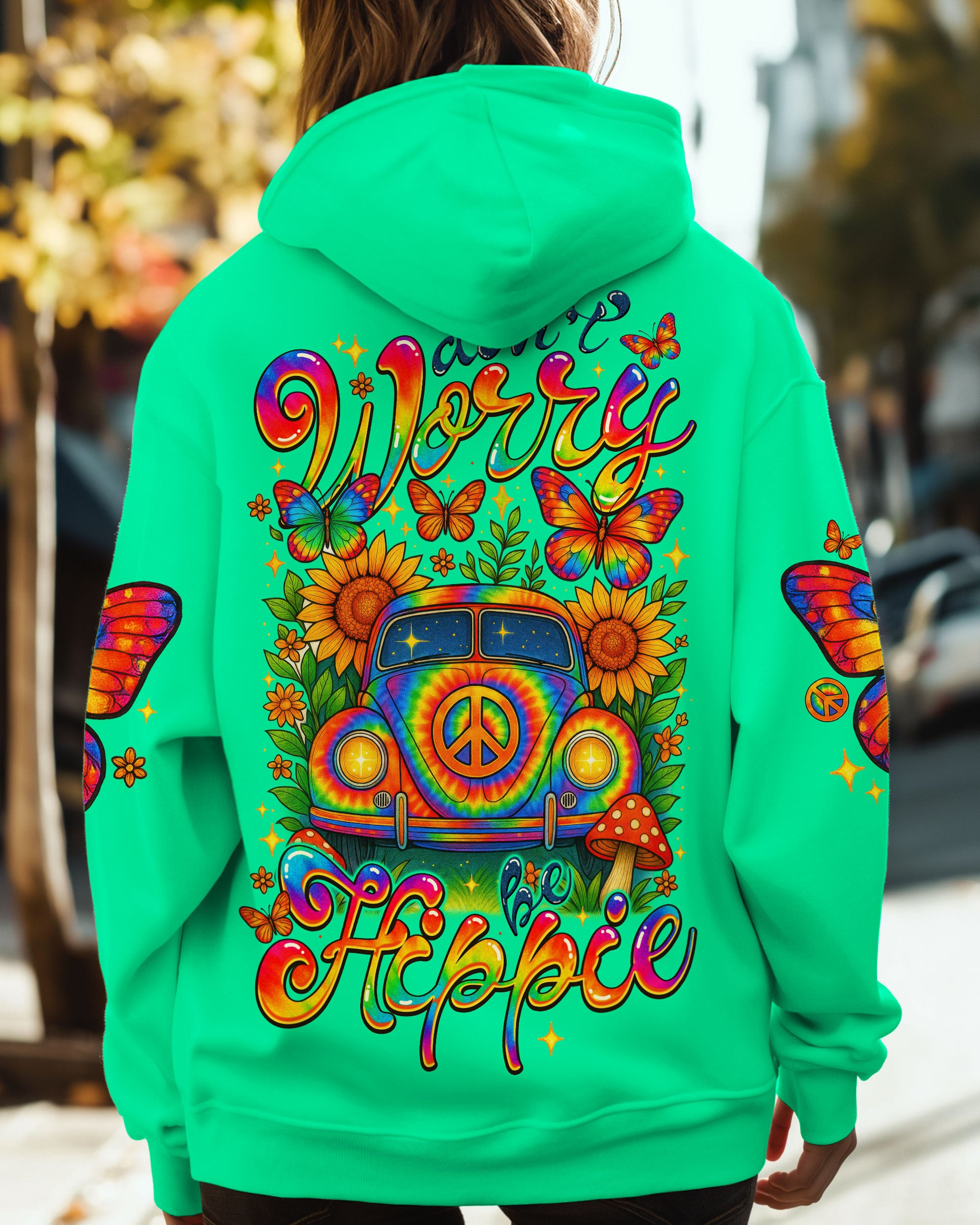DON'T WORRY BE HIPPIE CAR TIE DYE ALL OVER PRINT - TYTM1106252